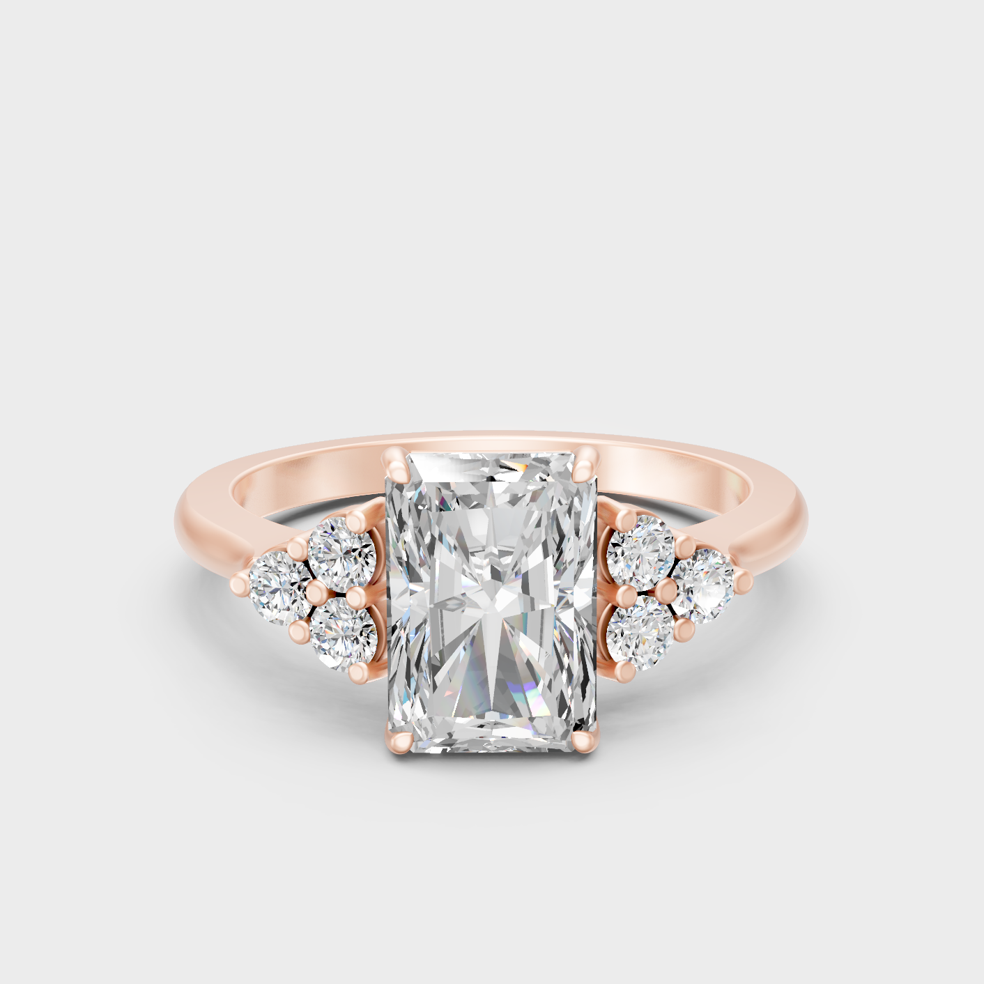 Rose Gold Radiant Lab Grown Diamond Ring For Romantic Proposal